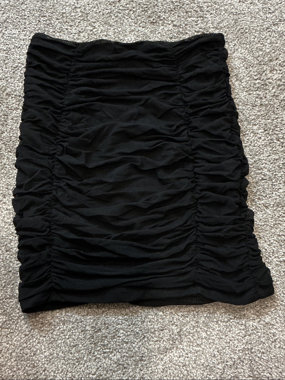 Small Black Ruched Mini Skirt - Sleek Stretch Design